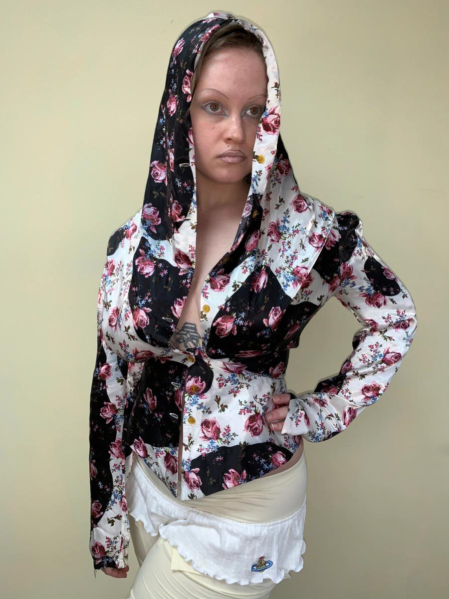 1996 Vivienne Westwood Rose Print Hooded Blouse product image