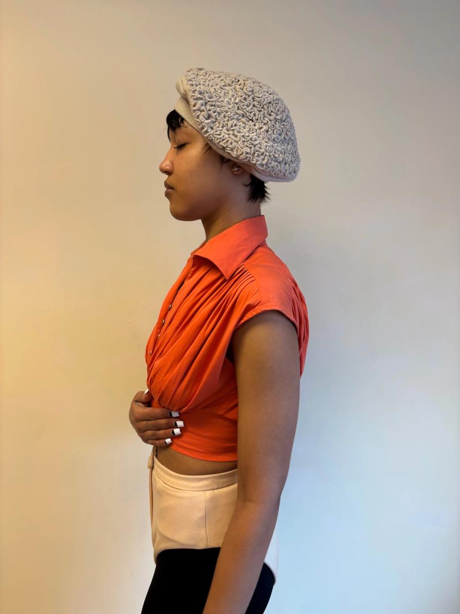 1980s Chantal Thomass Gray Ruffled Knit Beret product image