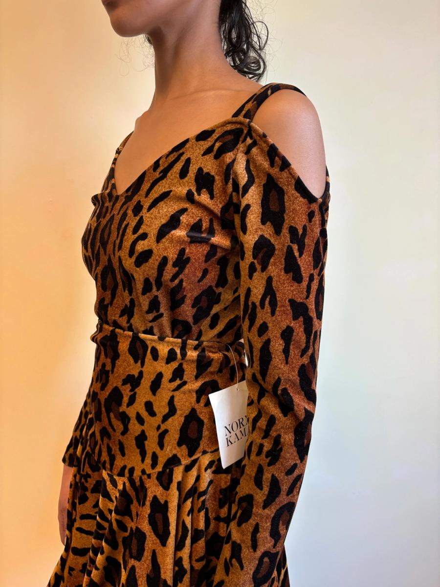 80s Norma Kamali Velvet Cheetah Print Set product image