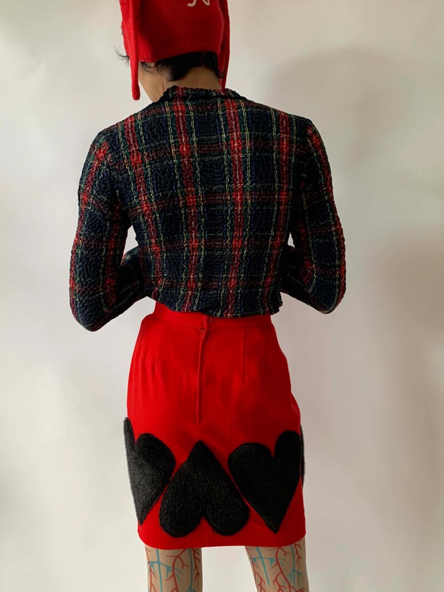 80s Atsuki Onishi Fur Heart Pencil Skirt product image