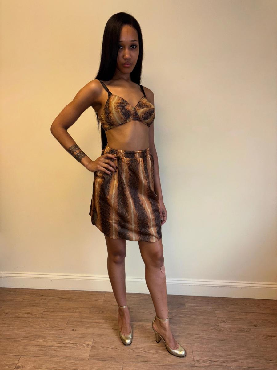 60s or 70s Four Piece Tiger Print Lingerie Set product image