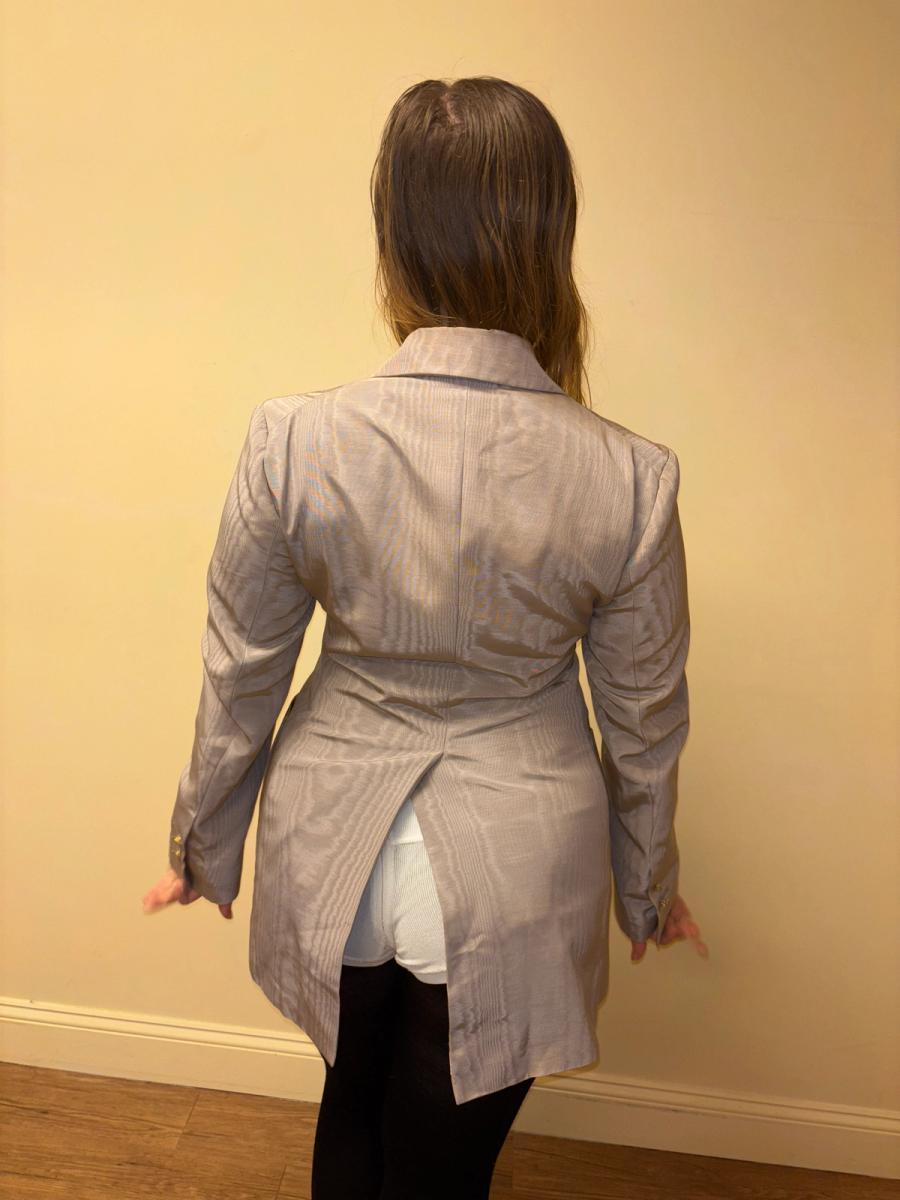 90s Westwood Lavender Moiré Jacket With Engraved Orb Buttons product image