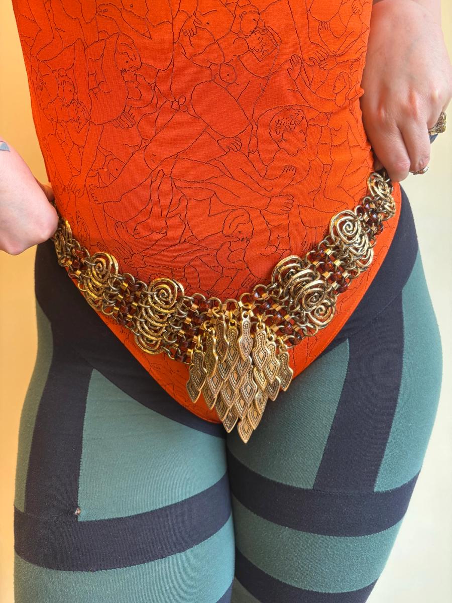 1980s French Arrow & Spirals Chainmail Belt  product image