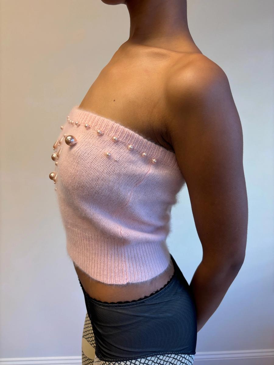 80s Krizia Maglia Beaded Angora Mohair Tube Top product image