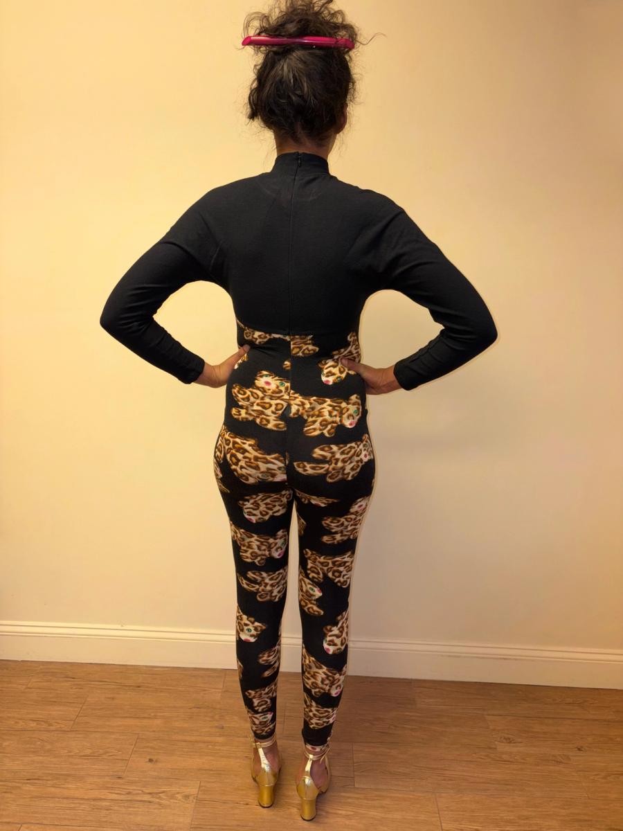 80s Yvan & Marzia Stuffed Leopard Print Bodysuit product image