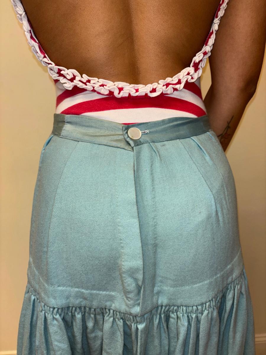 Victorian Blue Wool Flannel Scalloped Petticoat  product image