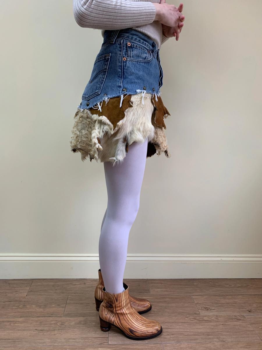Tomoki Yurita One-of-a-kind Shearling Patchwork Skirt product image