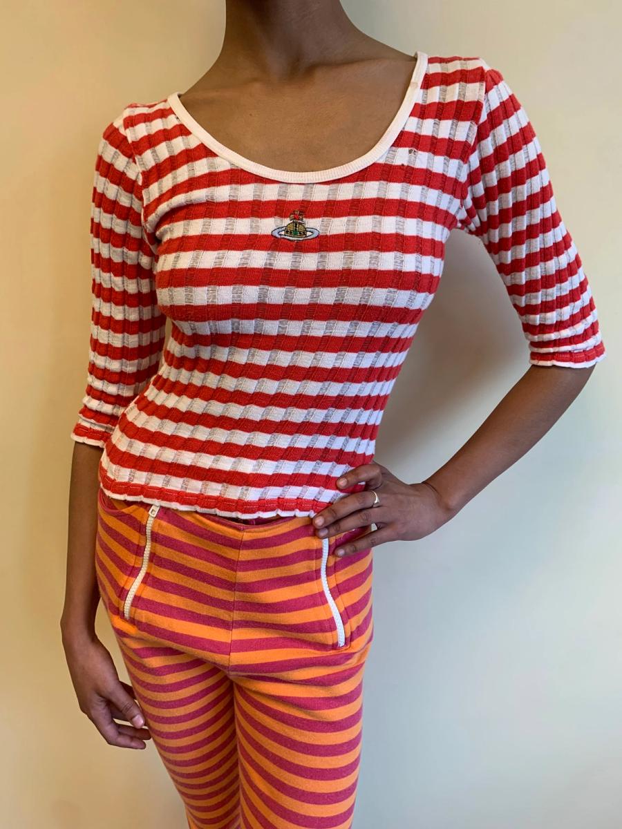 90s Vivienne Westwood Gold Label Striped Orb Top product image