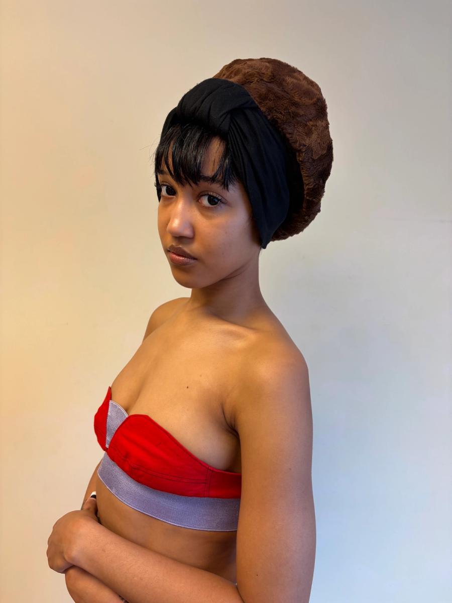 80s Norma Kamali Faux Fur Turban Hat product image