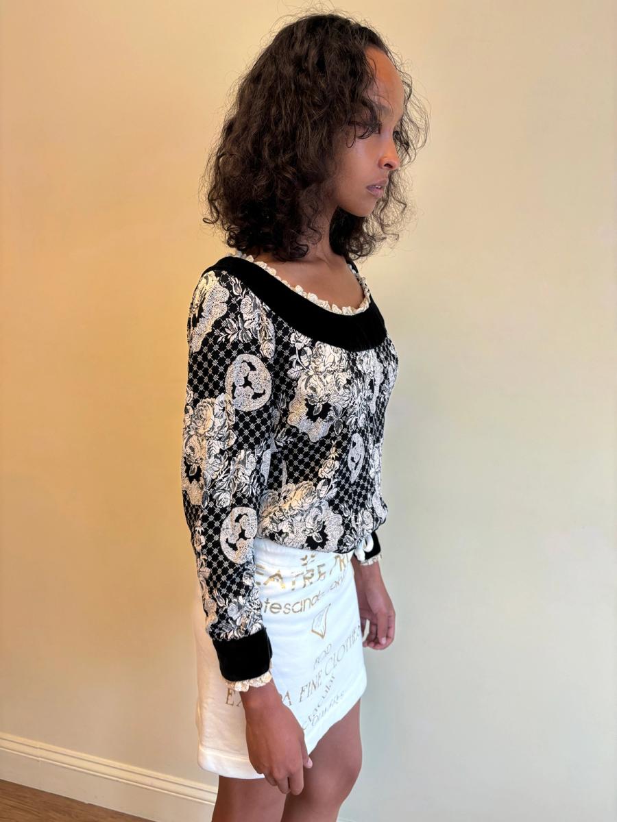 80s Chantal Thomass Velvet Floral Top product image