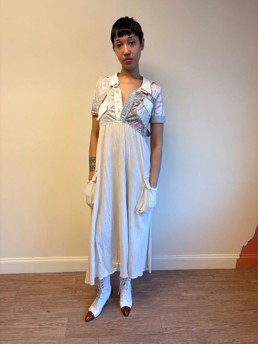 Nozomi Ishiguro Newsprint Dress with Hip Pockets product image