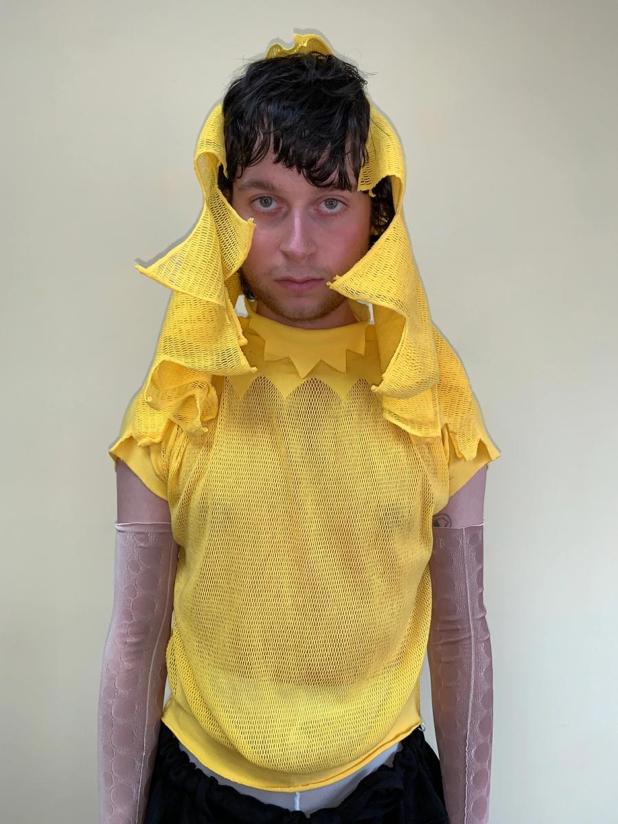 Issey Miyake APOC Yellow Pleated Top With Hood product image