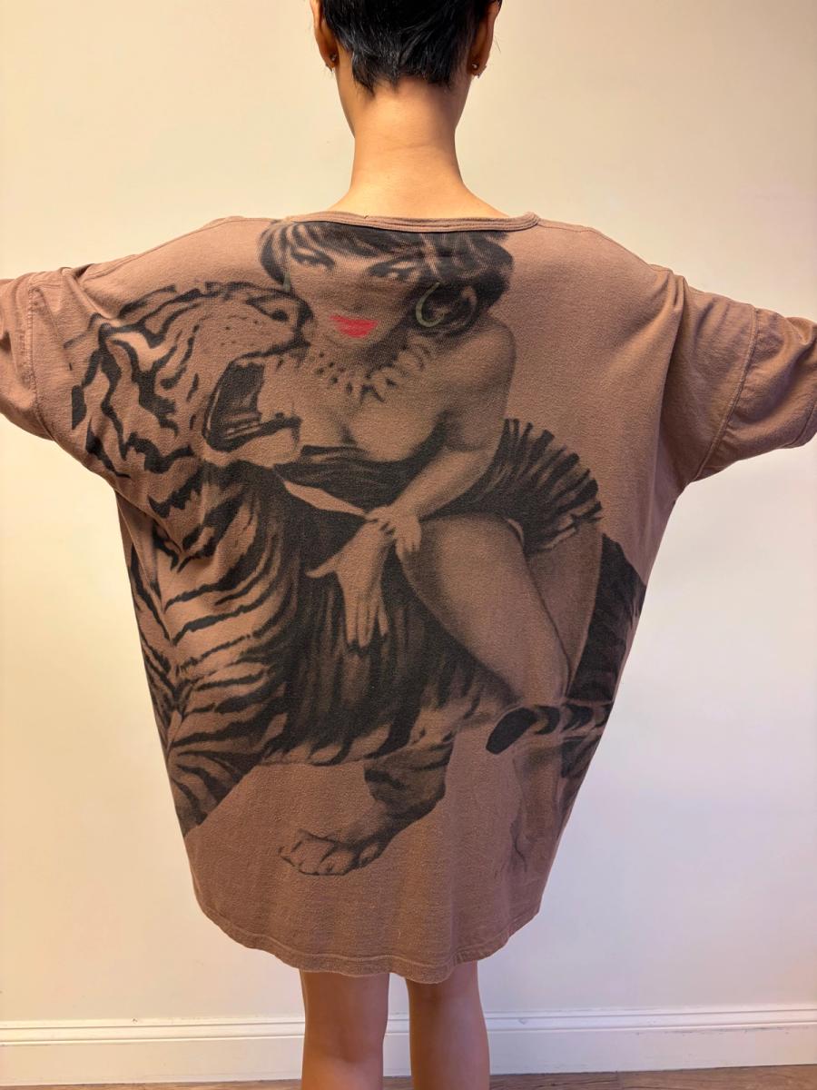 80s Krizia Big Cat and Pin-up Girl Tunic product image