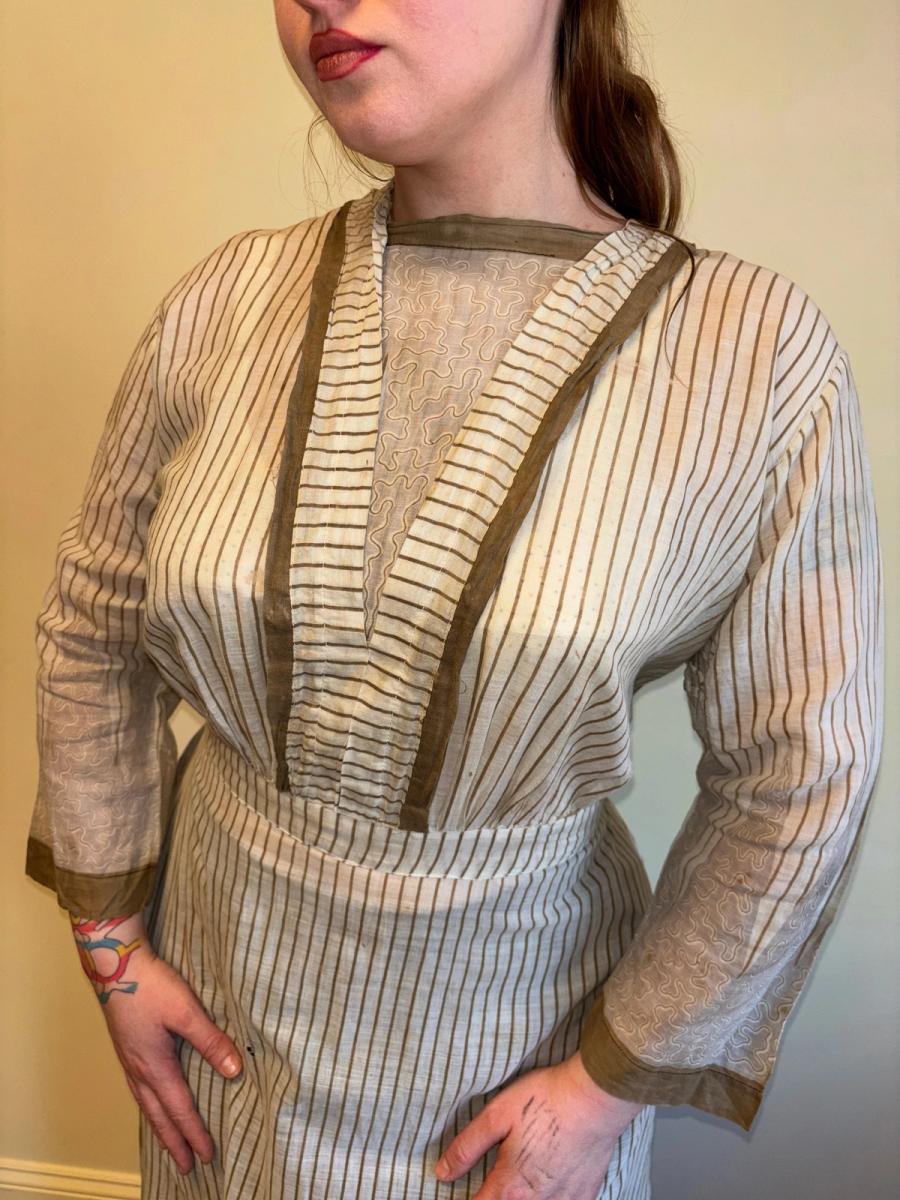 Edwardian Striped Dress Vermicular Print product image