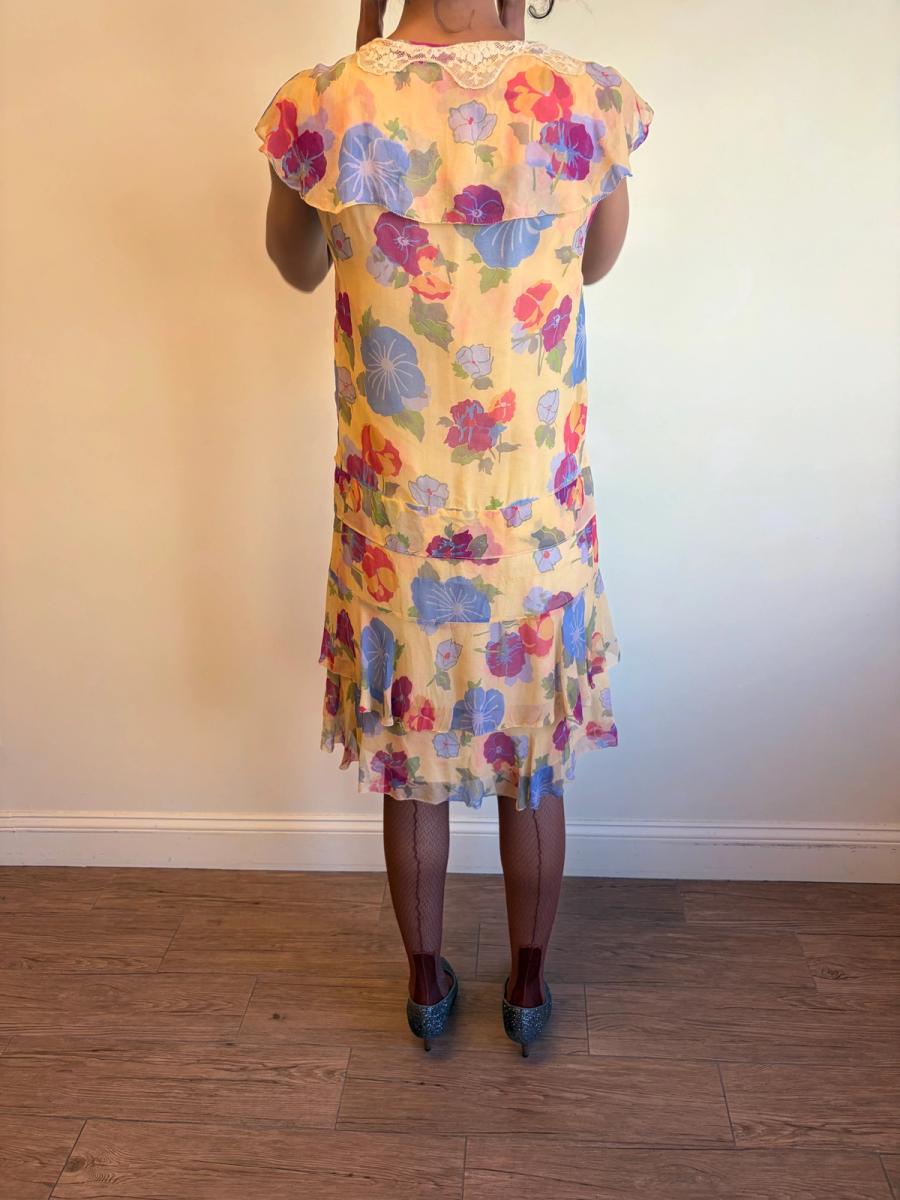 French Late 1920s- 1930s Floral Chiffon Dress product image