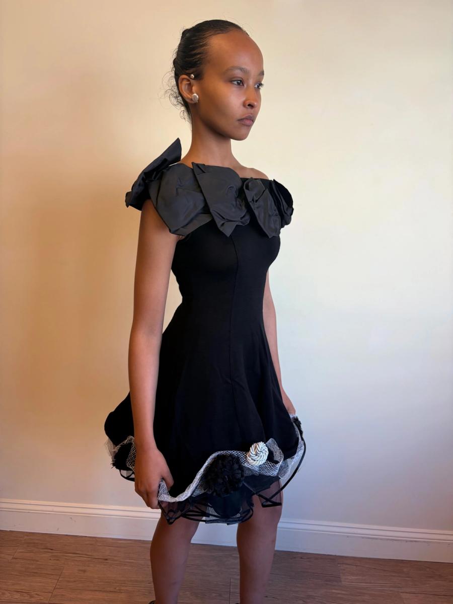 80s Atsuki Onishi Knit Dress with Crinoline and Brooches product image