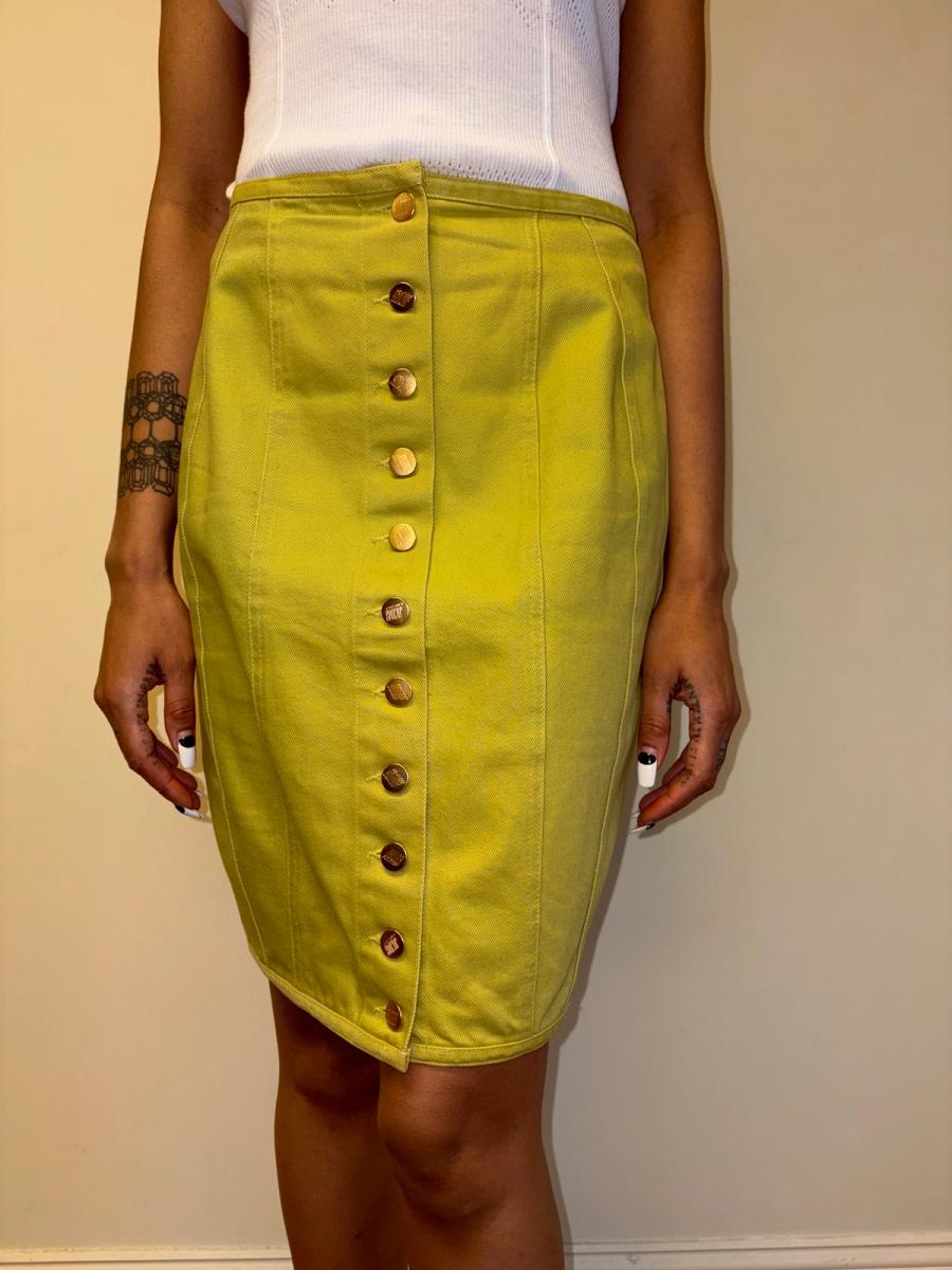 80s Junior Gaultier Green Lace Up Skirt product image
