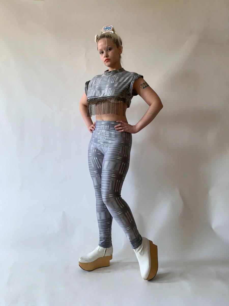 1980s BodyMap Safety Pin Spandex Set product image