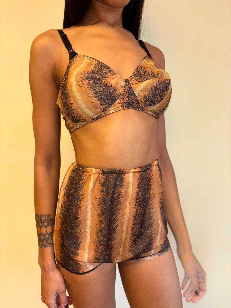 60s or 70s Four Piece Tiger Print Lingerie Set product image