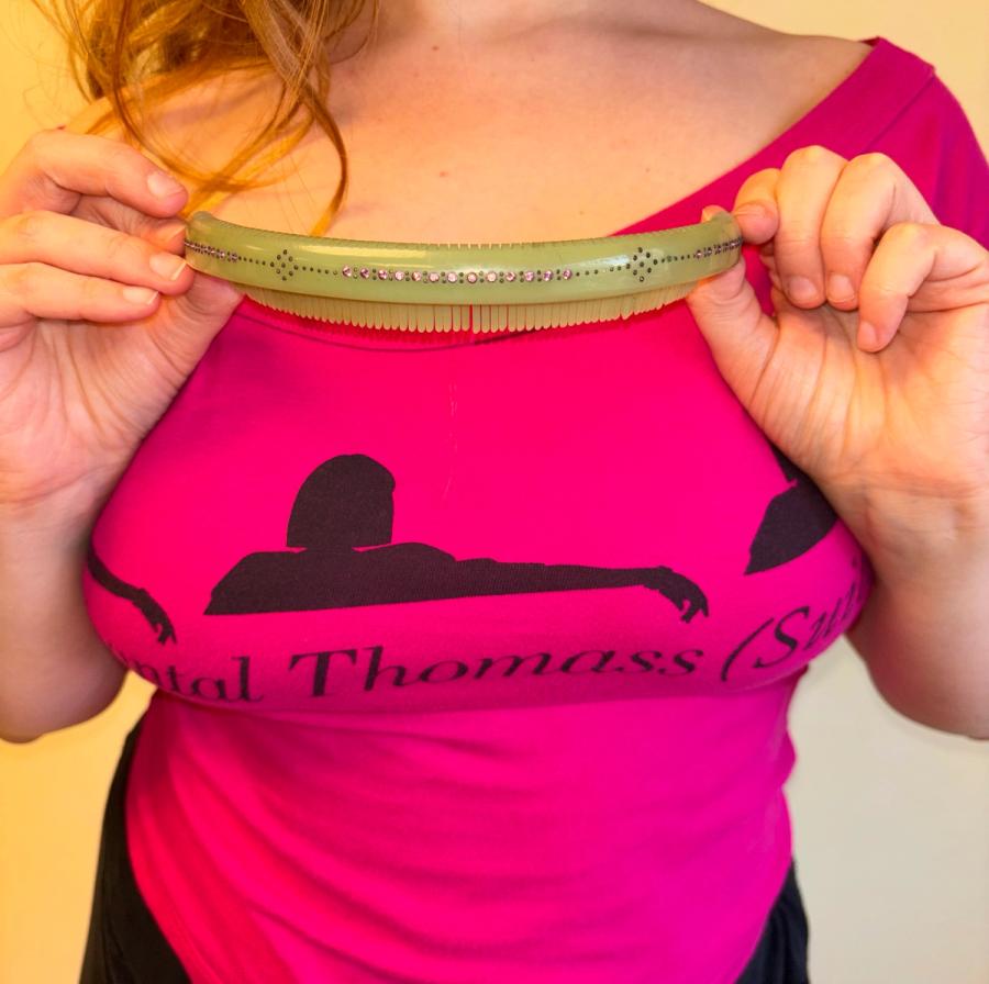 1940s French Early Plastic Chartreuse Hair Comb product image