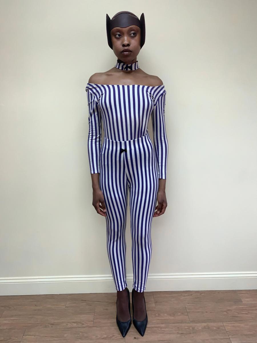 1992 Junior Gaultier Striped Set with Attached Choker product image