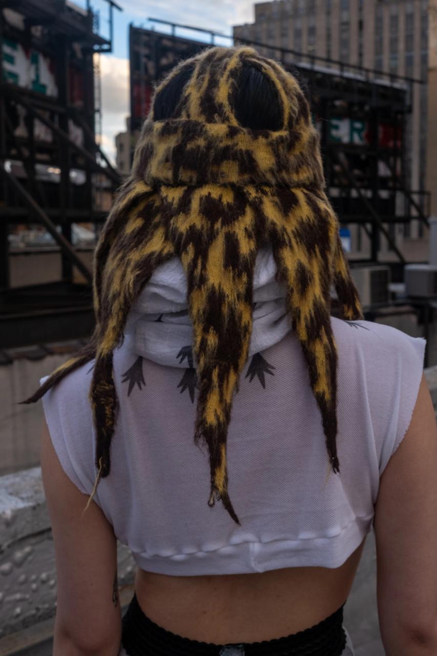 Animal Print Knit Ski Cap With Hair - Cheetah  product image