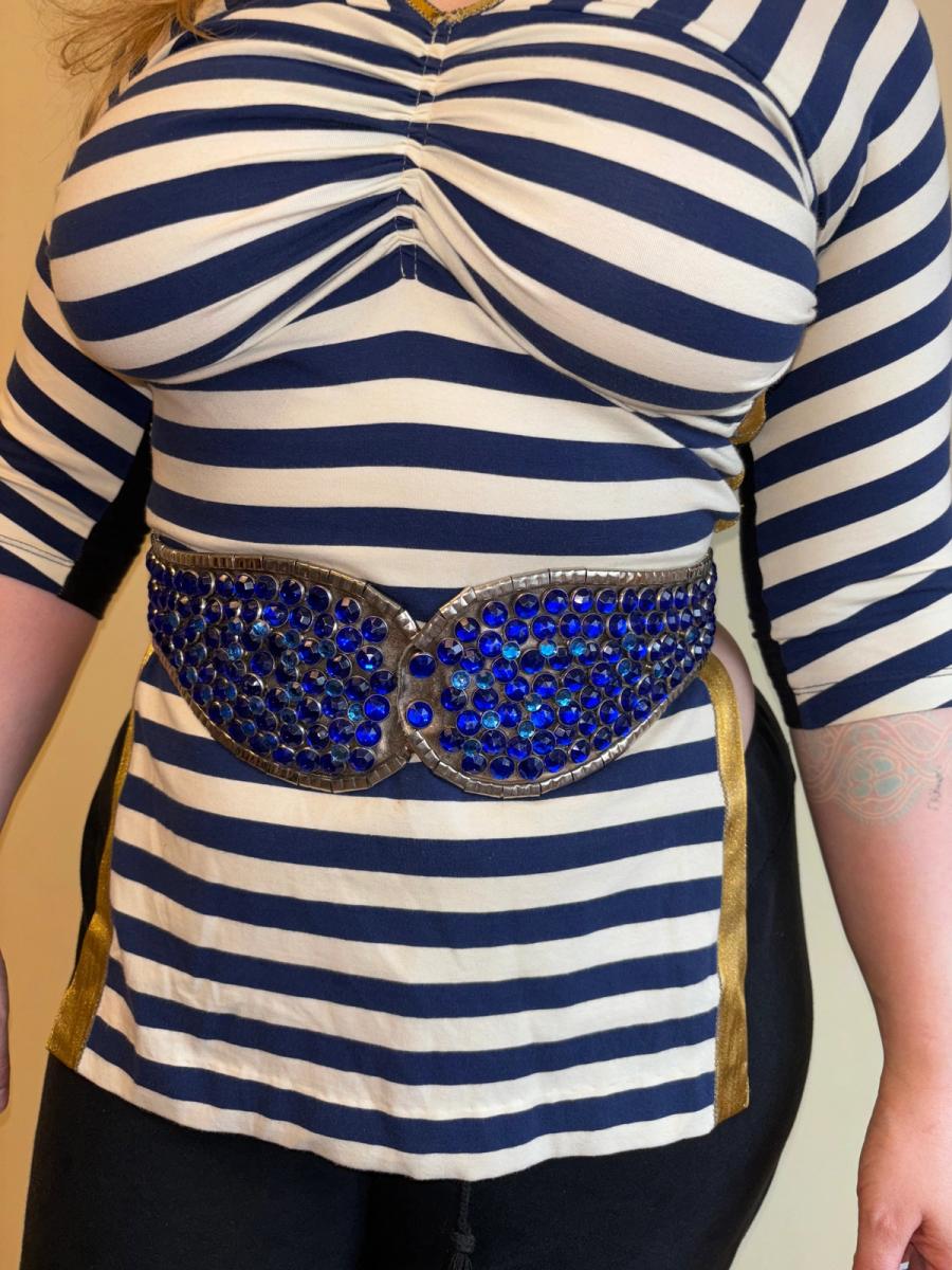 1980s Parisian Designed Blue Gem Encrusted Belt product image
