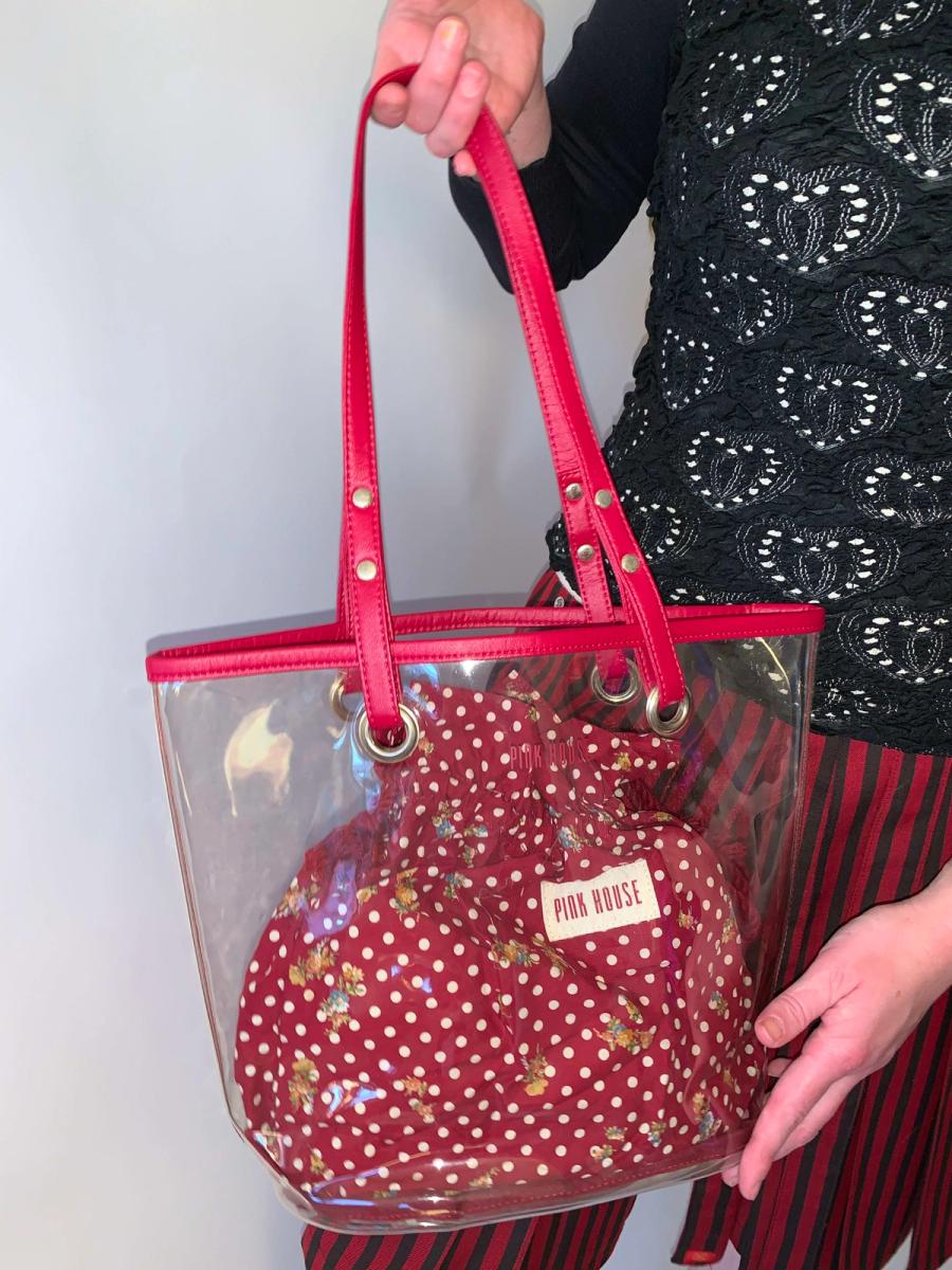 Pink House Vinyl Tote with Reticule 
