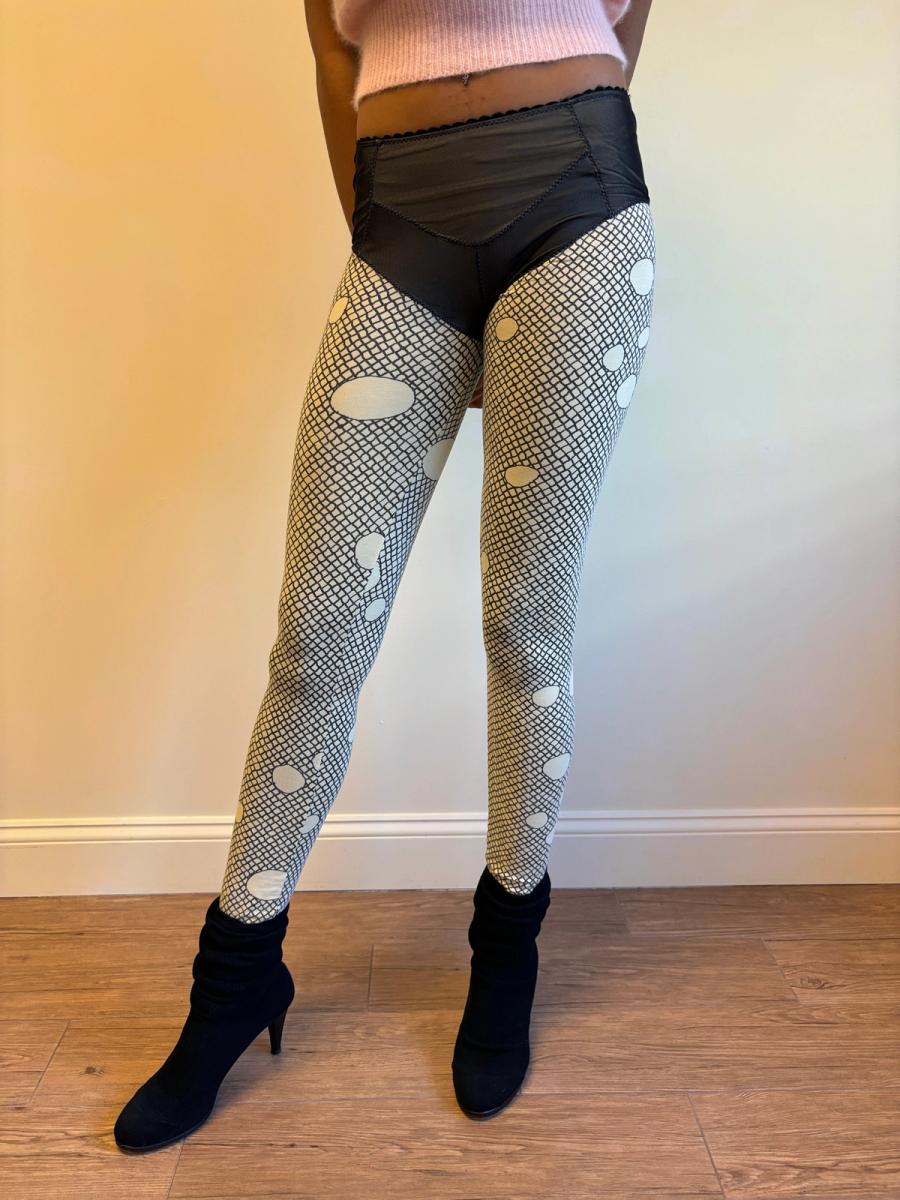 Marjan Pejoski Trompe L'oeil Torn Fishnet Leggings