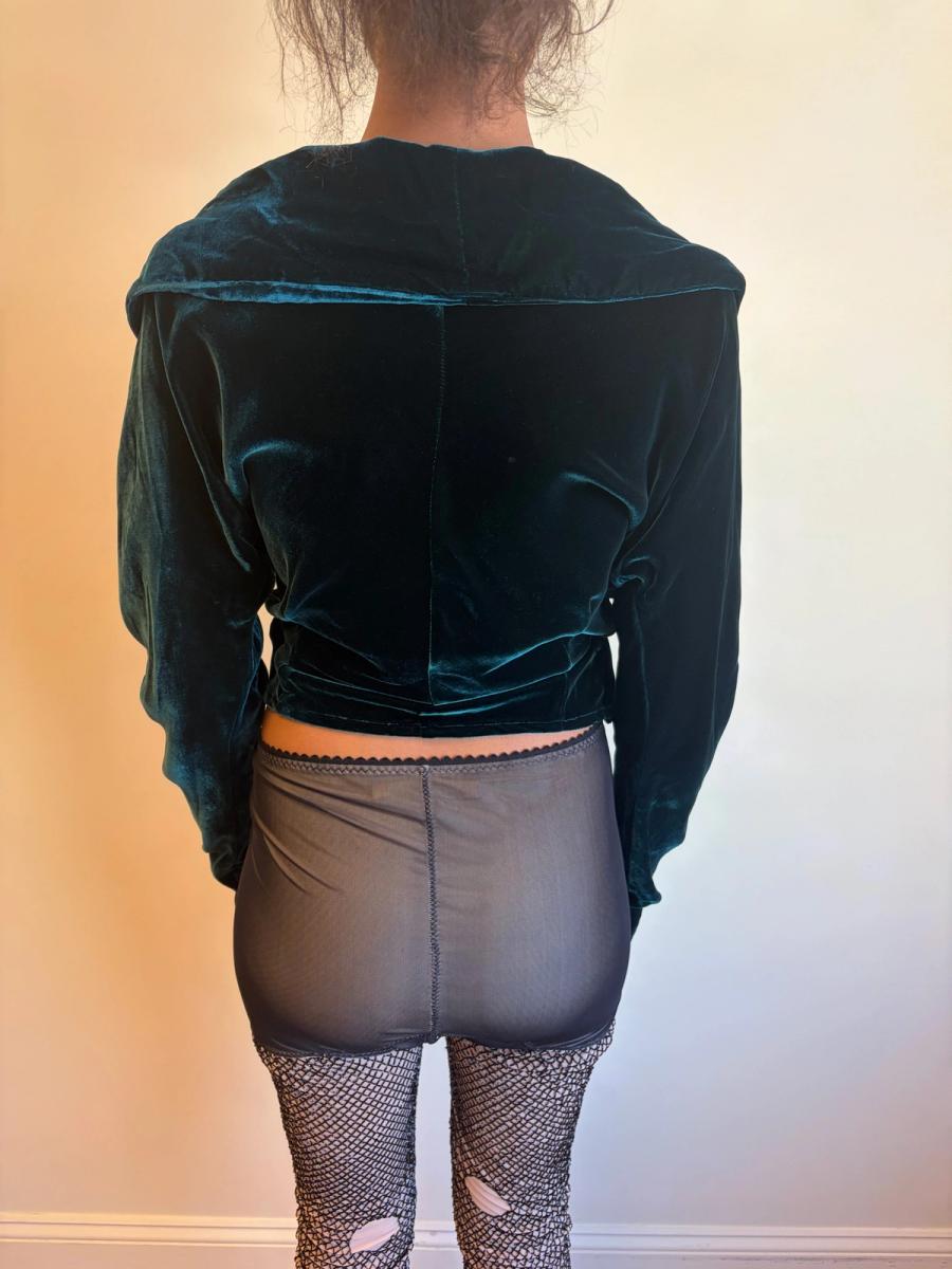 90s Katharine Hamnett Green Velvet Blouse product image