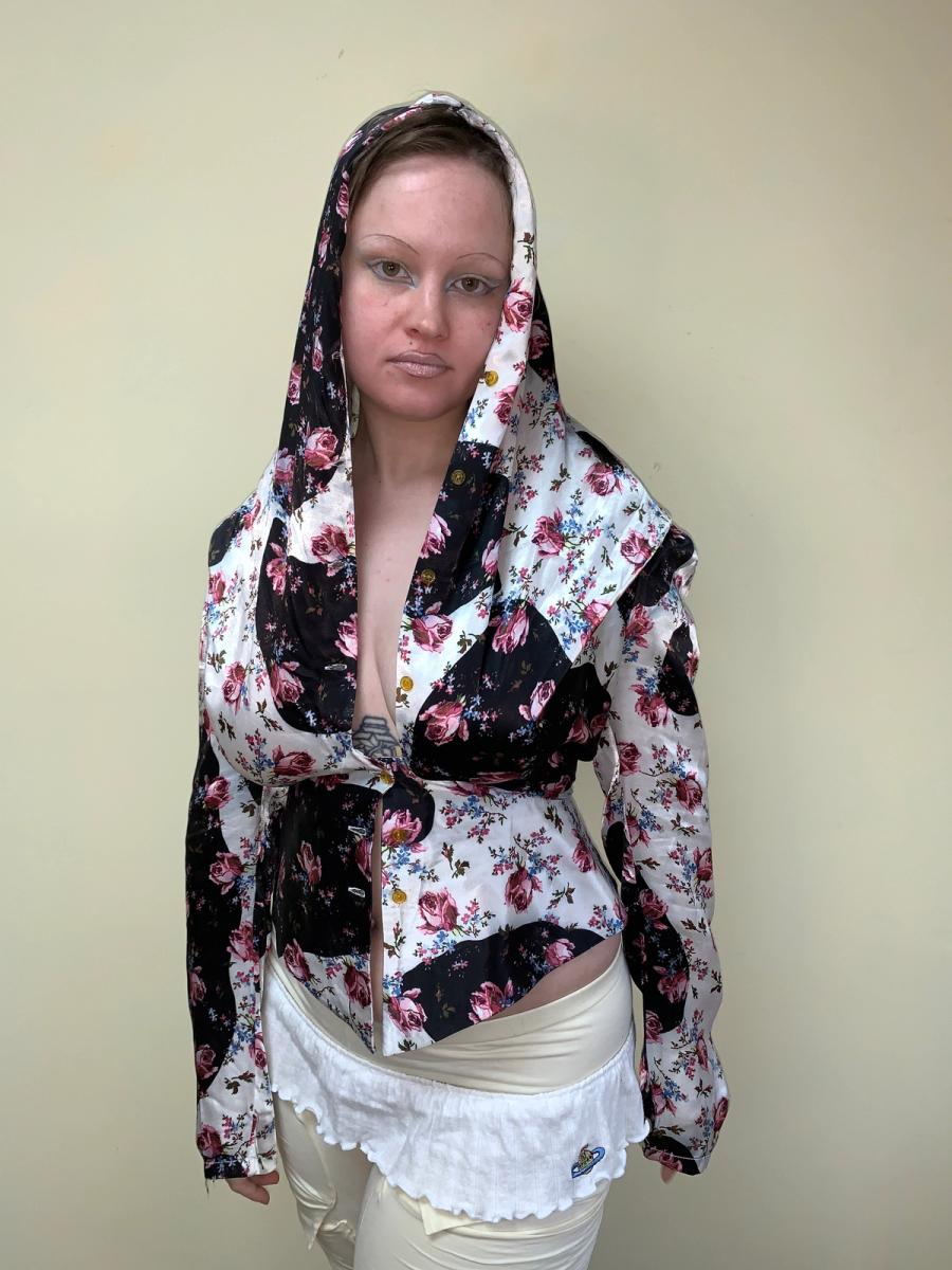 1996 Vivienne Westwood Rose Print Hooded Blouse product image