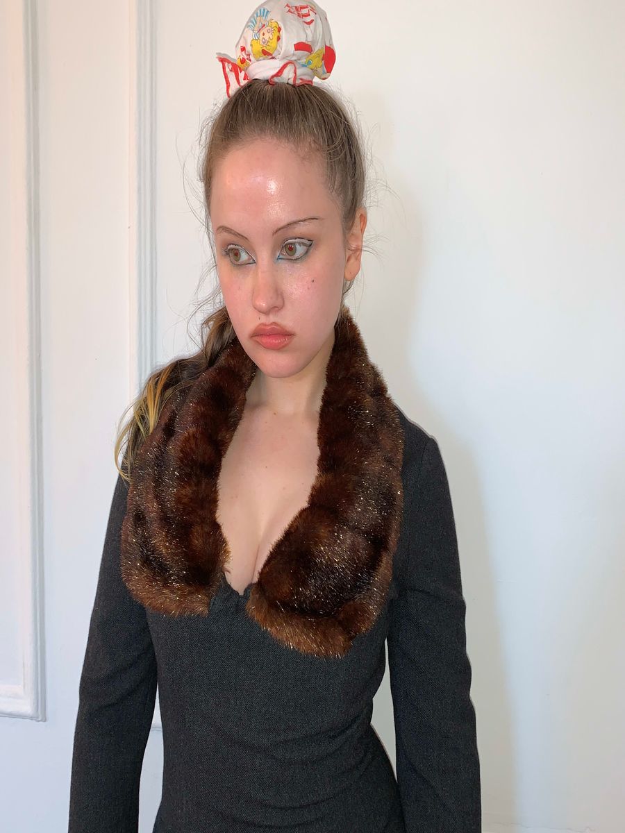 1994 Vivienne Westwood Corset Dress with Detachable Faux Fur Collar product image