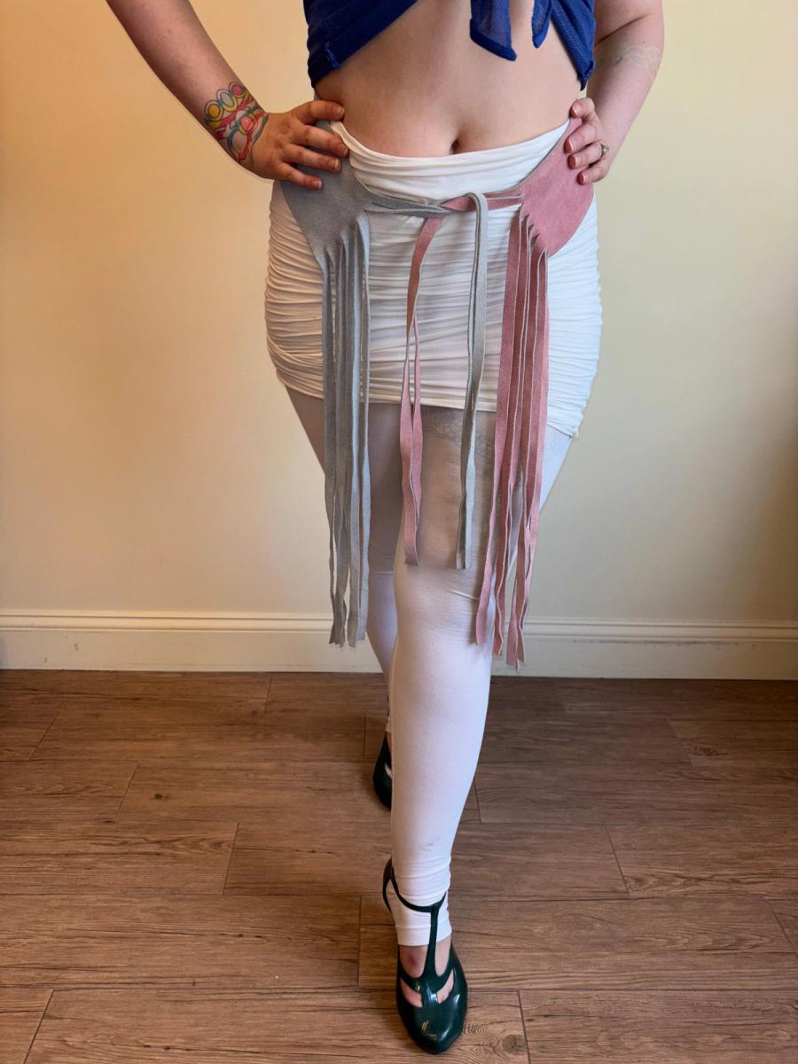 1970s Pastel Buckskin Fringe Belt product image