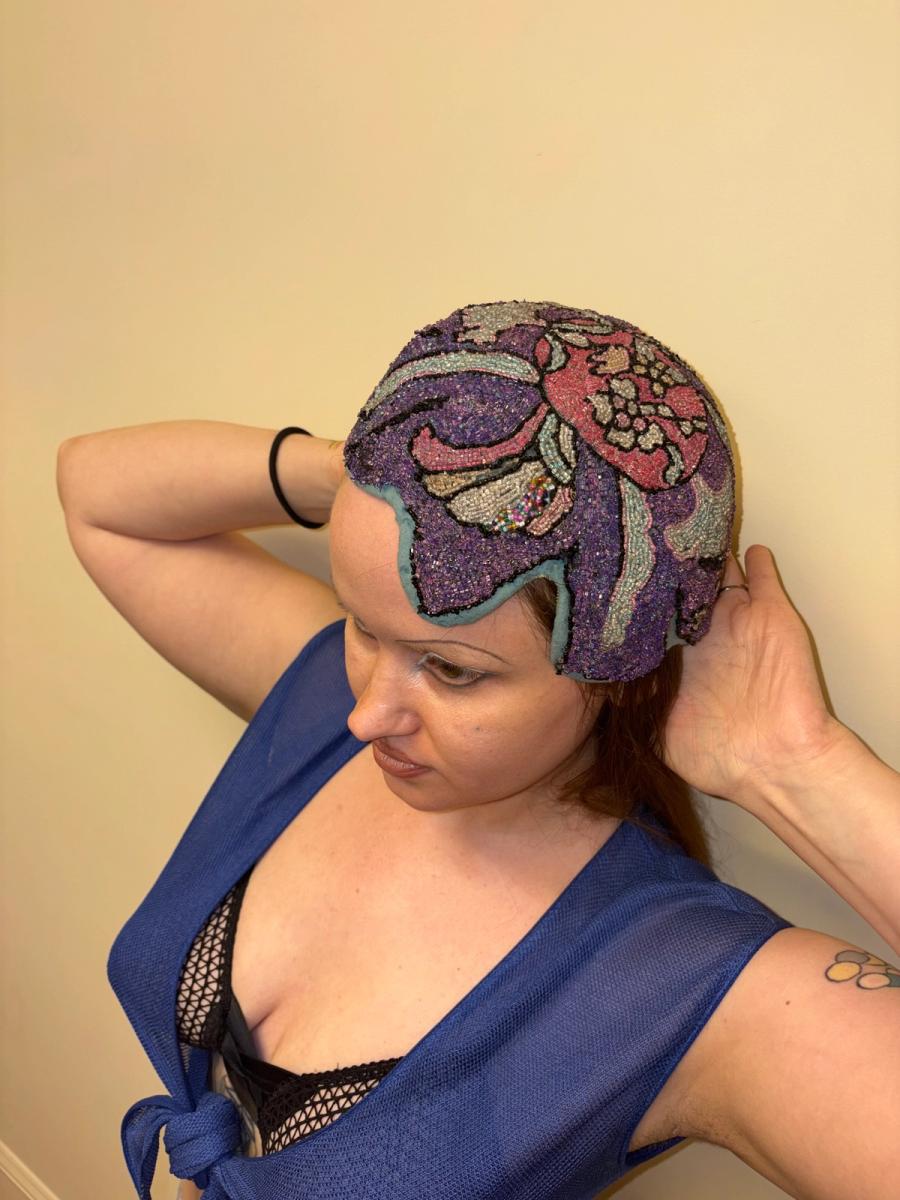 1920s Beaded Casque Helmet Hat product image