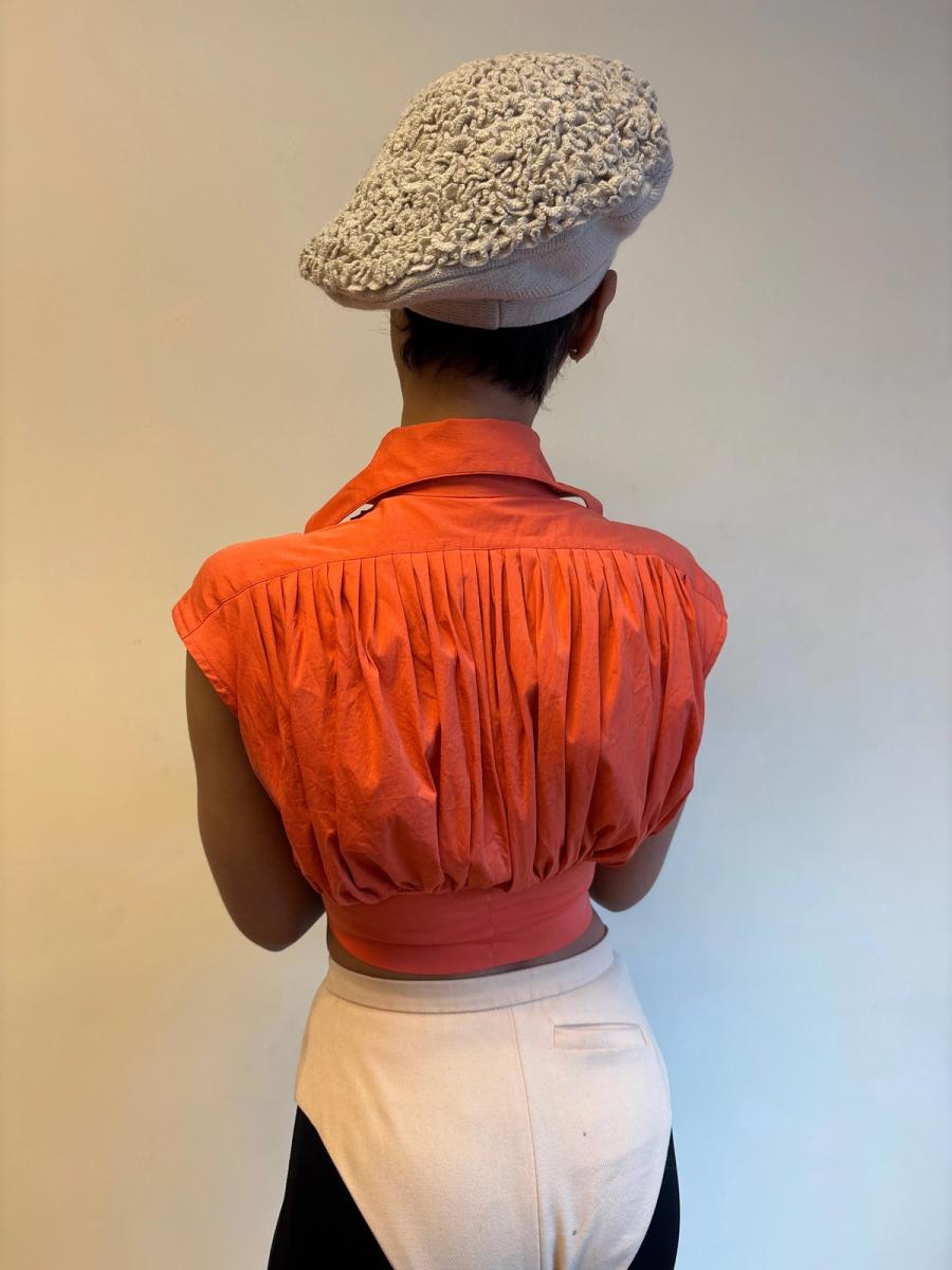 1980s Chantal Thomass Gray Ruffled Knit Beret product image