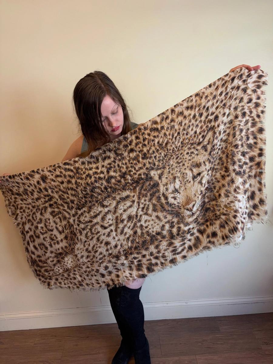 Vintage Krizia Oversized Leopard Print Shawl product image