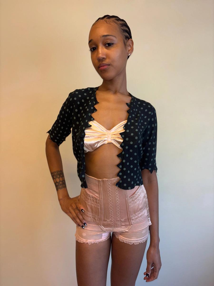 30s Polka Dot Top with Jagged Hem product image