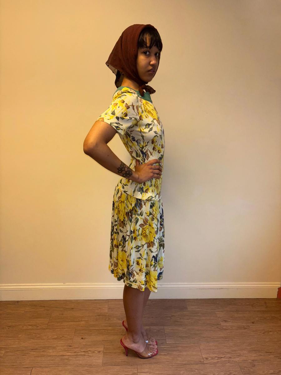 1940s Floral Print Drop Waist Dress product image