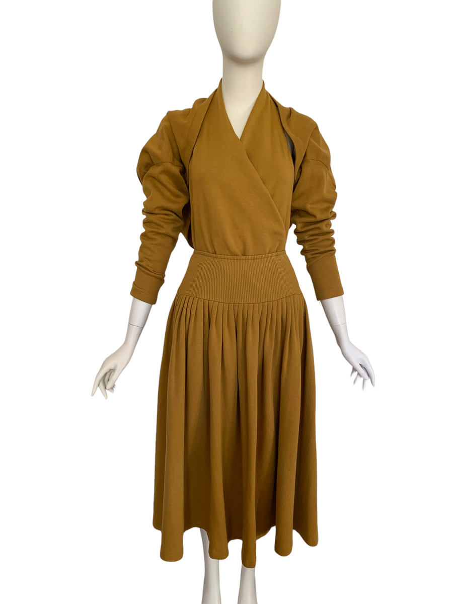 80s Norma Kamali Ochre 3 Piece Dress product image