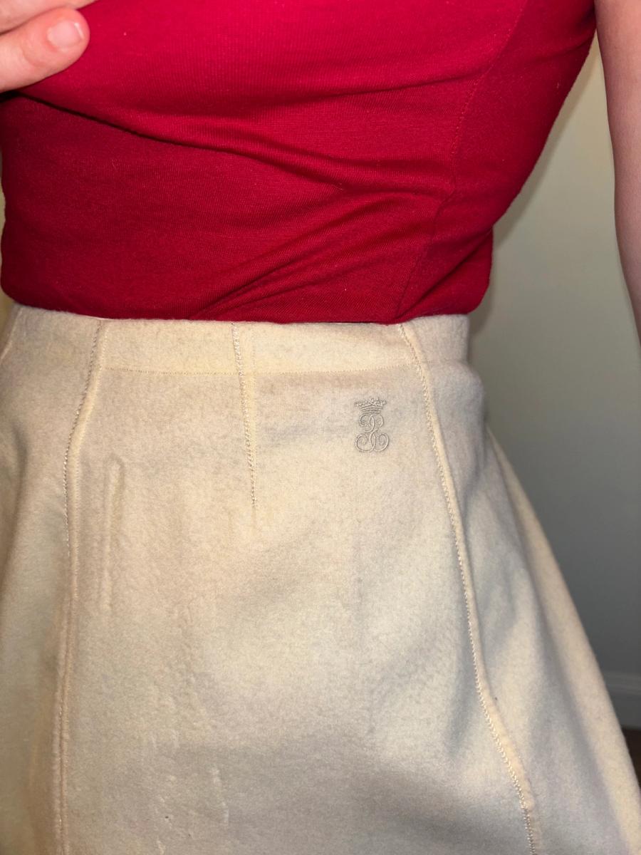 Antique French Short Flannel Petticoat with Scalloped Silk Trim  product image