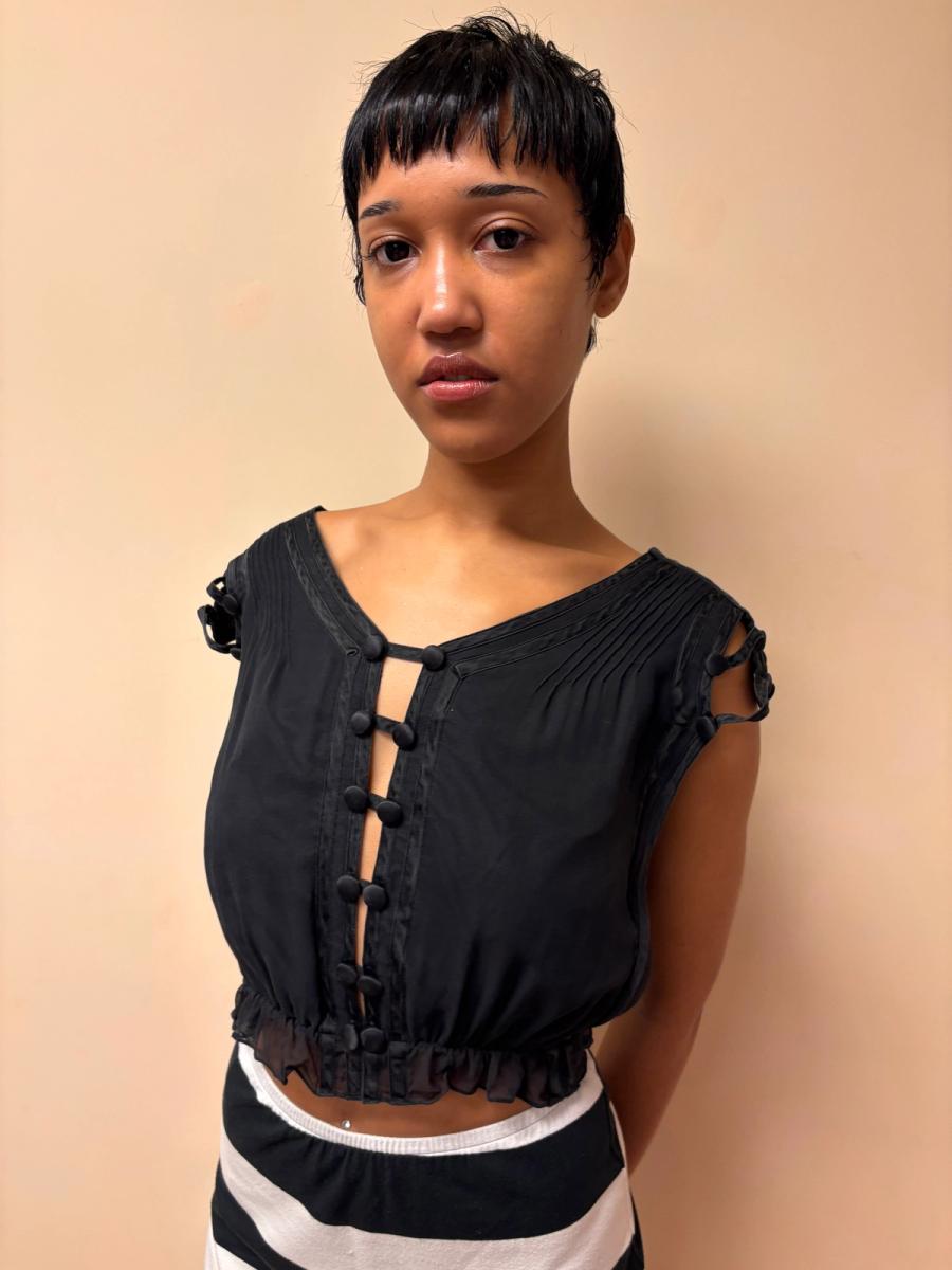 Norma Kamali OMO Fall 1993 Edwardian- Inspired Silk Top product image