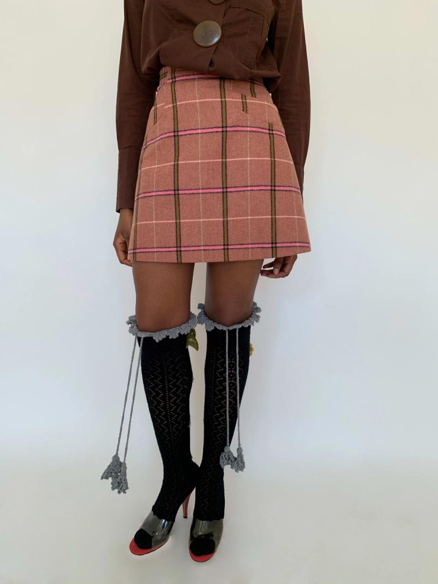 90s Vivienne Westwood Pink Tartan Mini Skirt