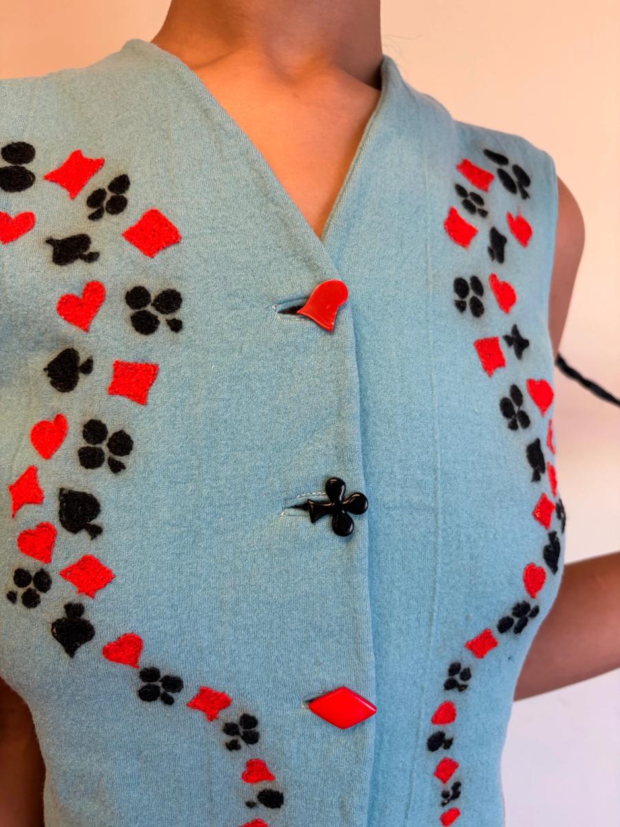 40s Playing Card Theme Embroidered Vest product image