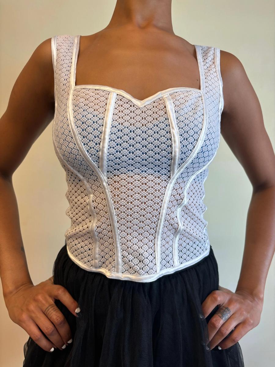 90s Chantal Thomass Seamed Lace Bustier Top product image