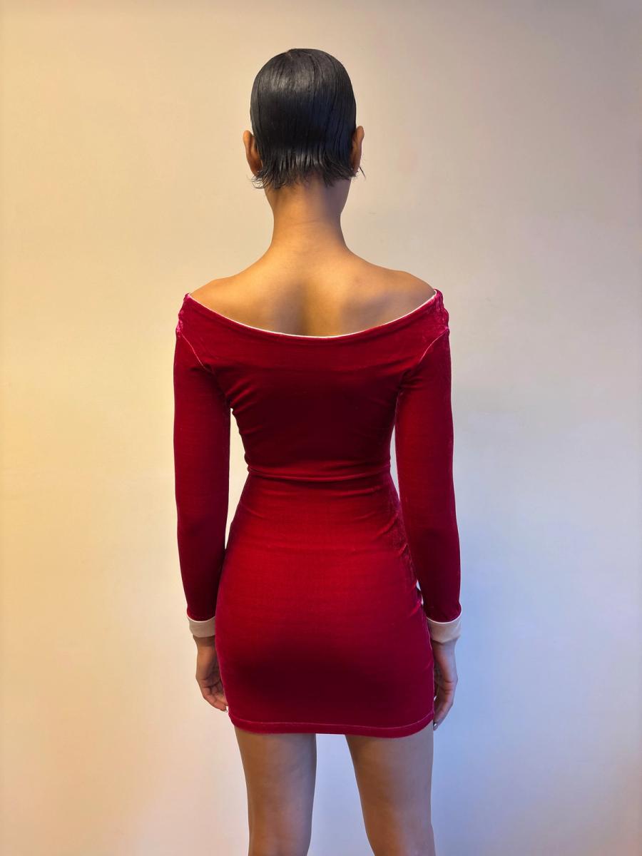 Capucine Puerari Hot Pink Velvet Collared Dress product image