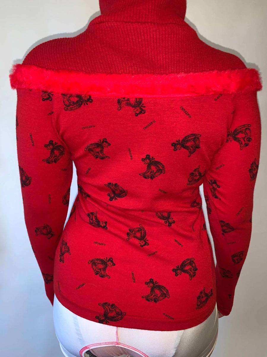 80s Atsuki Onishi Red Teddy Bear Sweater product image