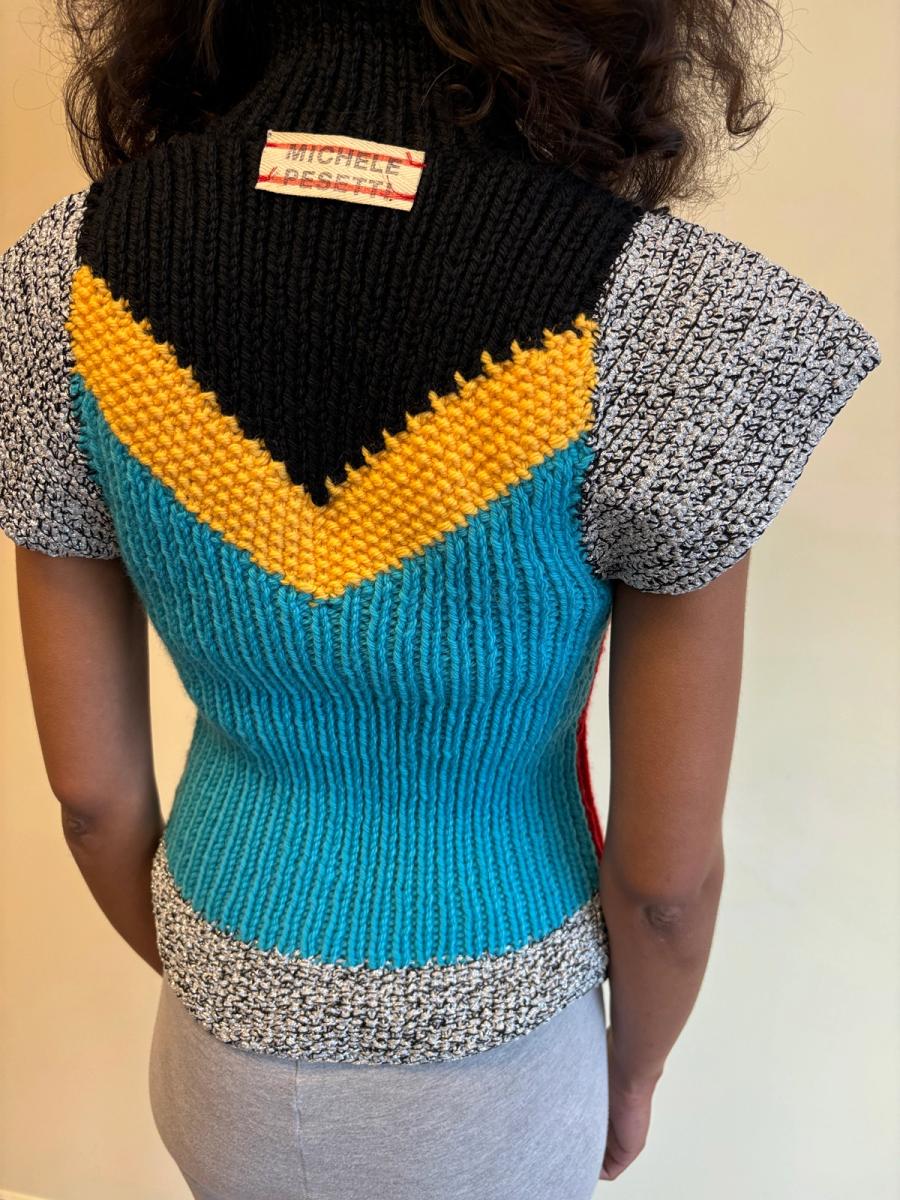 Michelle Pesetti Avant-Garde Colorblock Handknit Top product image