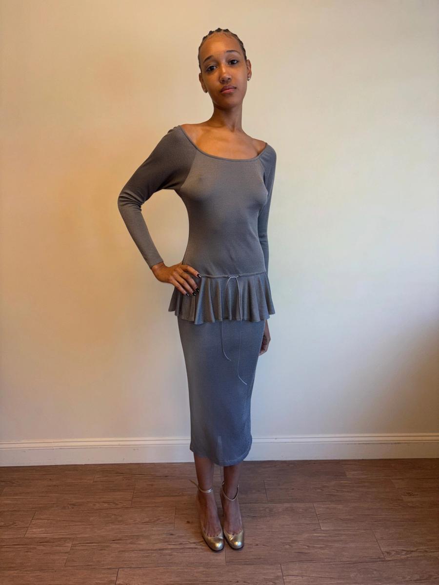 Vintage Chantal Thomass Pewter Drop Waist Ruffle Dress  product image