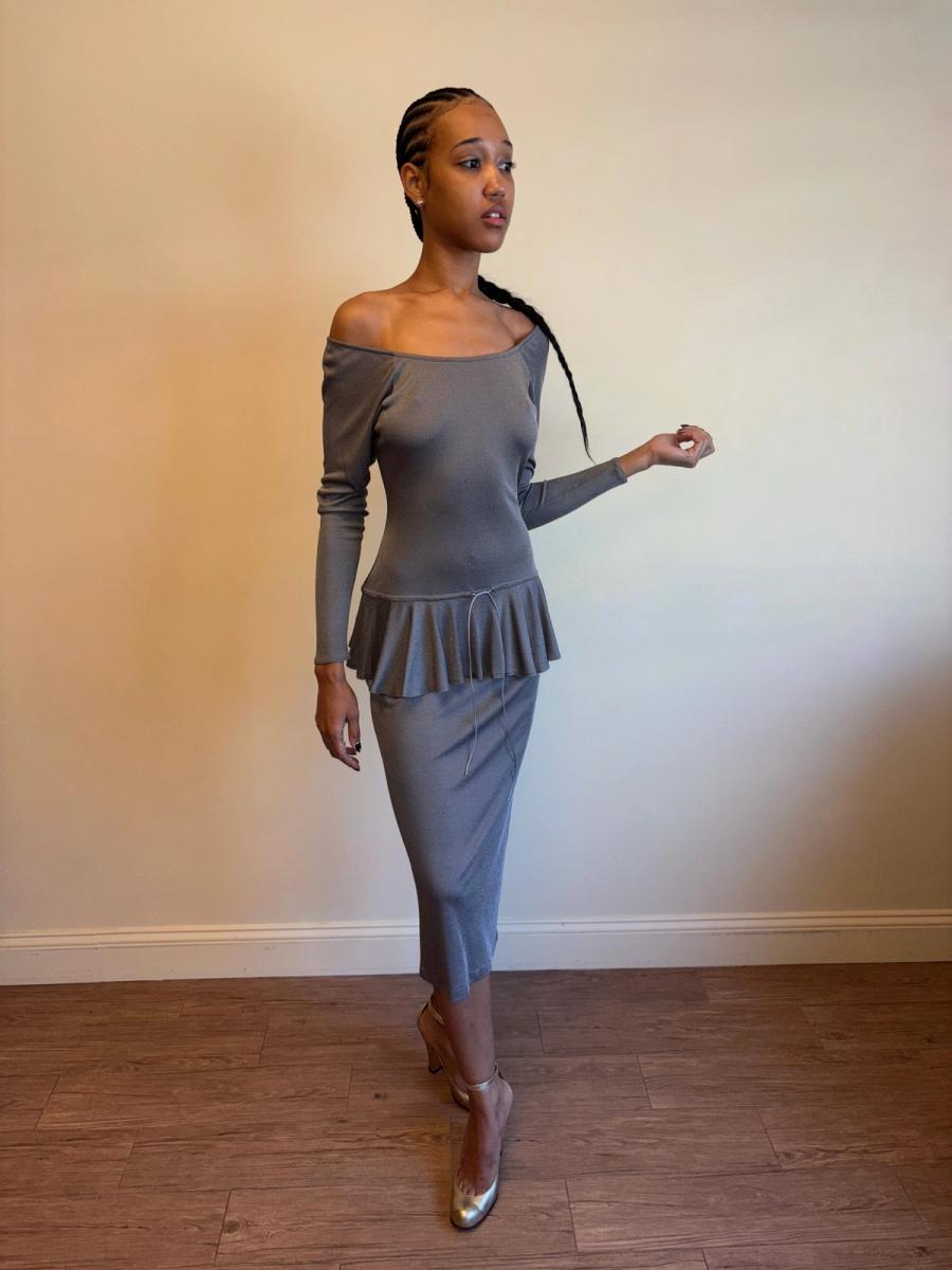 Vintage Chantal Thomass Pewter Drop Waist Ruffle Dress  product image