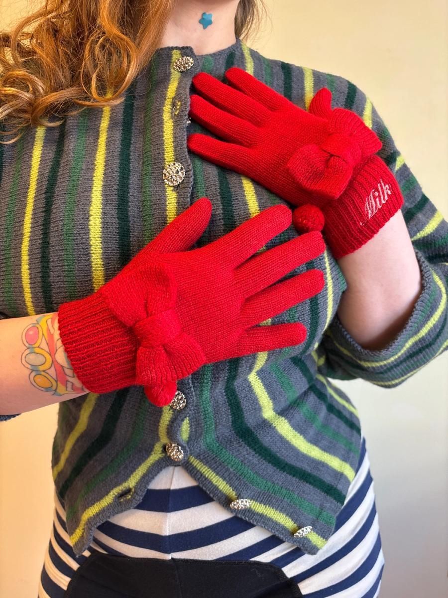 MILK Knit Red Bow Gloves product image